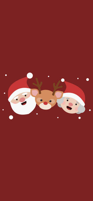 Simple Christmas Reindeer And Santa Claus Wallpaper