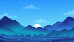 Simple Clean Blue Mountain Landscape Wallpaper