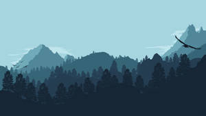 Simple Clean Teal Forest Art Wallpaper