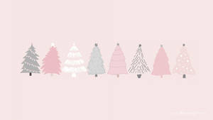 Simple Cute Christmas Iphone Pastel Pink Trees Wallpaper