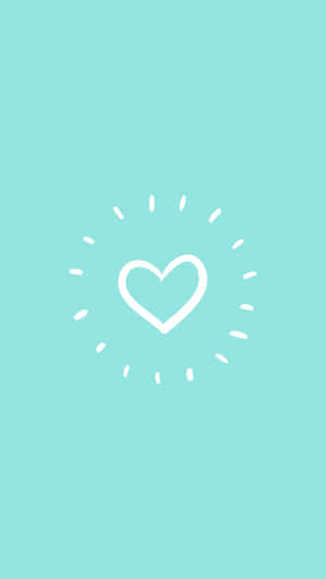 Simple Cute Iphone Teal Heart Digital Art Wallpaper