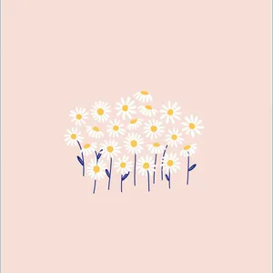 Simple Pink White Daisy Aesthetic Art Wallpaper