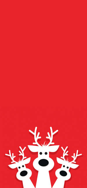Simple Red Christmas Reindeers Wallpaper
