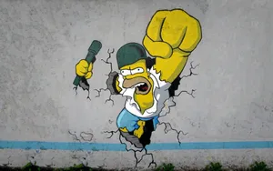 Simpsons Wall Punch Wallpaper