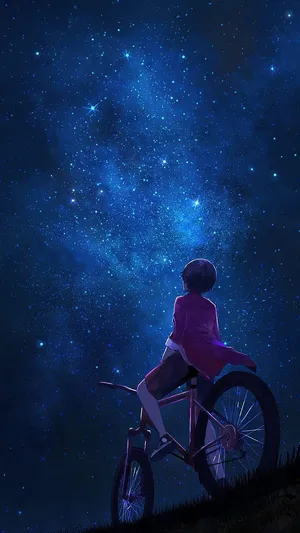 Single Boy Dark Sky And Stars Wallpaper