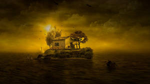 Single House In A Fantasy Island Wallpaper