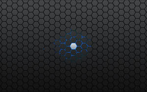 Single White Hexagon With Blue Light Wallpaper