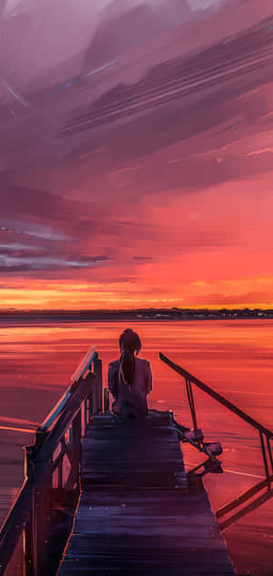 Single Woman In Anime Scenery Wallpaper