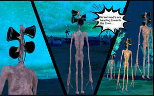 Siren Head Monster Approaching In Mysterious Landscape Wallpaper