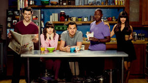 Sitcom New Girl's Cast Behind Apartment's Kitchen Wallpaper