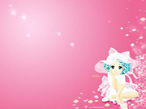 Sitting Little Girl Cartoon Wallpaper