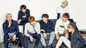 Sitting On A Couch Bts Group Aesthetic Image Wallpaper