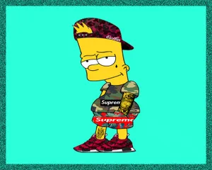 Skateboarding With Supreme Simpson Wallpaper