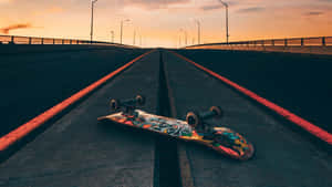 Skater Girl Celebrates Aesthetics Wallpaper