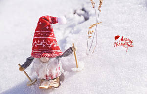 Skiing Christmas Elf Wallpaper