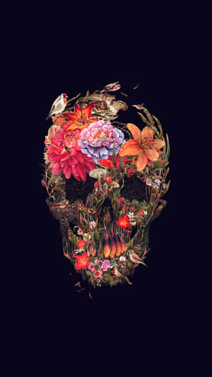 Skull And Crossbones Floral Wallpaper