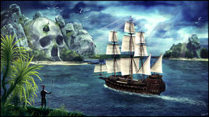 Skull Island Ship Wallpaper