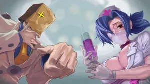 Skullgirls Valentine With Faust From Guilty Gear Wallpaper