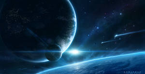 Sky Blue Planet Outer Space Wallpaper