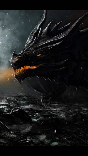 Skyrim Iphone Black Dragon Wallpaper