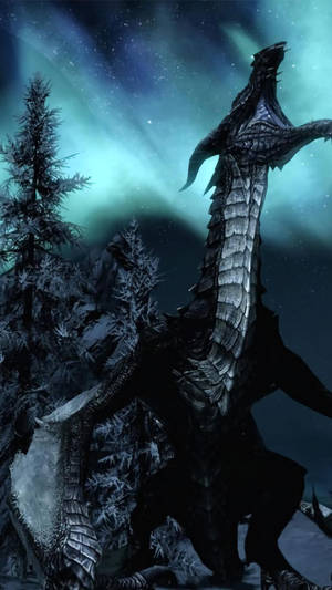 Skyrim Iphone Roaring Dragon Wallpaper