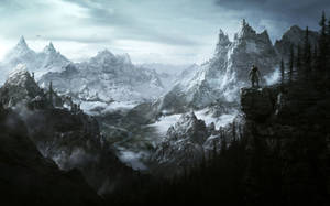 Skyrim Ultra Hd Snow Mountain Ranges Wallpaper