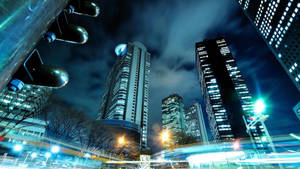 Skyscrapers Anime City Blue Wallpaper