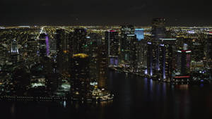 Skyscrapers At Night In Miami Wallpaper
