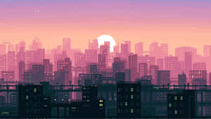 Skyscrapers City Pixel Art Wallpaper