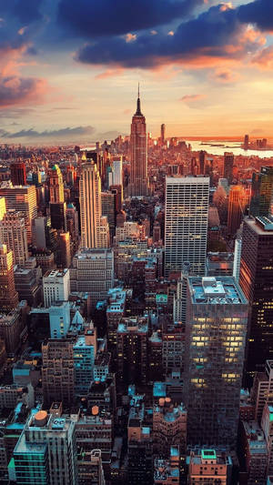 Skyscrapers During Sunset In New York Iphone Wallpaper