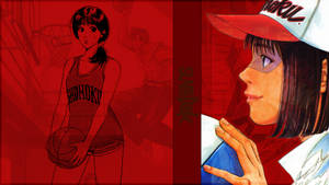 Slam Dunk Haruko In Red Wallpaper