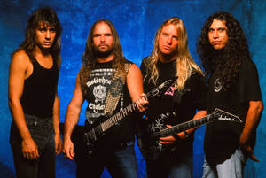 Slayer Members With Guitar Wallpaper