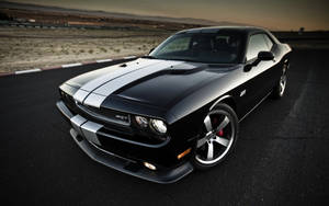 Sleek Black Dodge Challenger Wallpaper