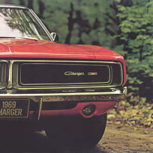 Sleek Dodge Charger On Aesthetic Background Wallpaper