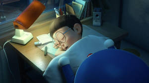 Sleeping Nobita On His Study Wallpaper