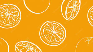Sliced Orange Fruit Drawings Wallpaper