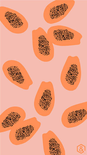 Sliced Papaya Fruits Pastel Pink Digital Art Wallpaper