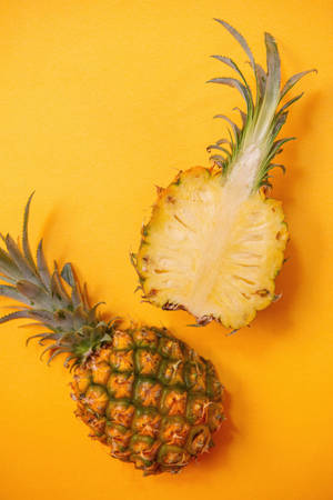 Sliced Pineapple In Yellow Wallpaper
