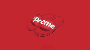 Slippers With Red Supreme Logo Wallpaper