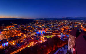 Slovenia Christmas Lights Aerial Wallpaper