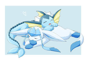 Slumped Glaceon And Vaporeon Wallpaper