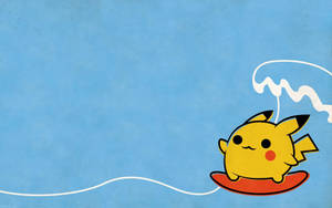 Small Cute Pikachu Surfing Wallpaper