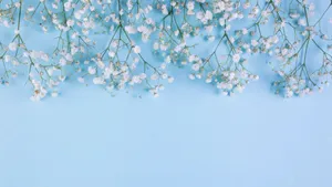 Small Flowers On Baby Blue Wallpaper