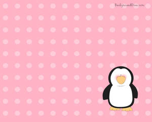 Small Penguin On Pink Cute Computer Wallpaper
