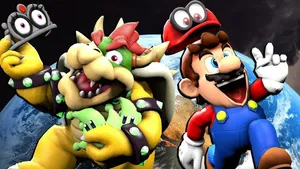 Smg4 Mario And Bowser Being Goofy Wallpaper