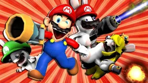 Smg4 Mario With Rabbids Wallpaper