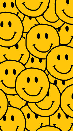 Smiley Face Overlapping Art Wallpaper