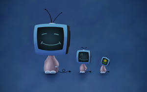Smiling Blue Tv Heads Wallpaper