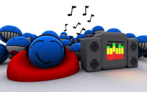 Smiling Emoji Enjoying Music Wallpaper
