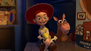 Smiling Jessie And Bullseye Toy Story Wallpaper
